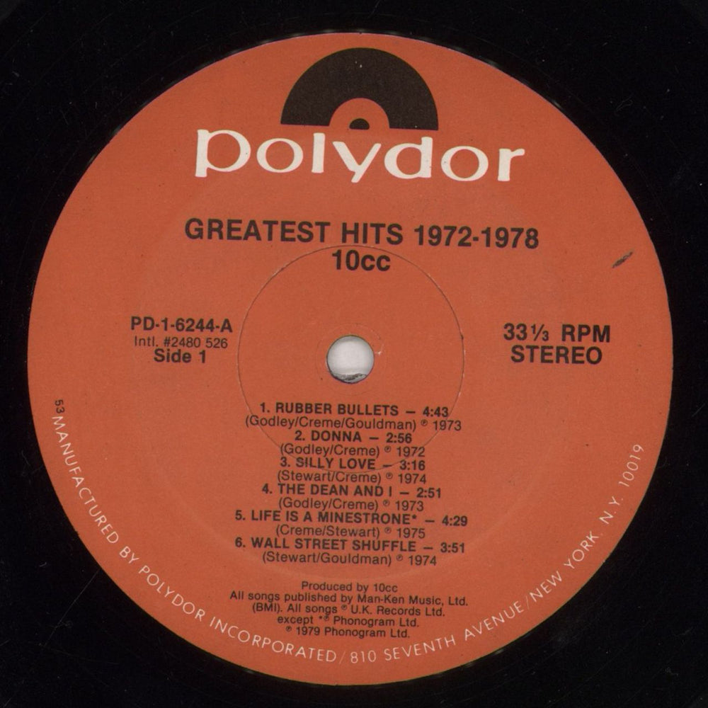 10cc Greatest Hits 1972-1978 - Gold stamp US Promo vinyl LP album (LP record) 10CLPGR856410