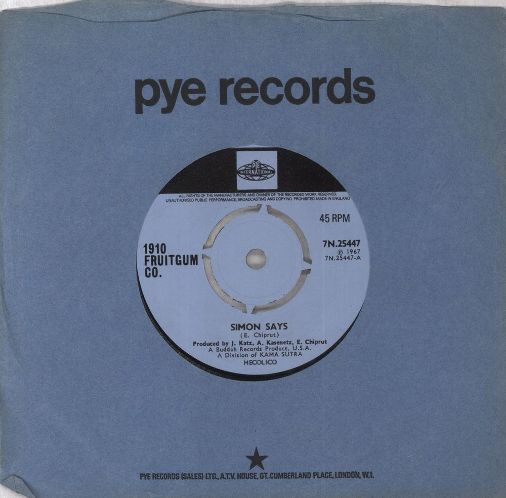 1910 Fruitgum Company Simon Says - 4pr UK 7" vinyl single (7 inch record / 45) 7N.25447