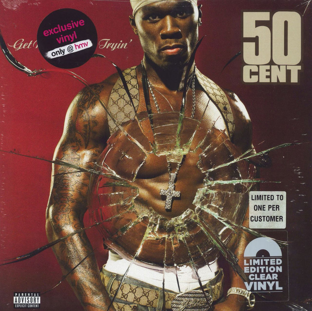 50 Cent Get Rich Or Die Tryin' - Sealed Clear Vinyl UK 2-LP vinyl record set (Double LP Album) 0694935441