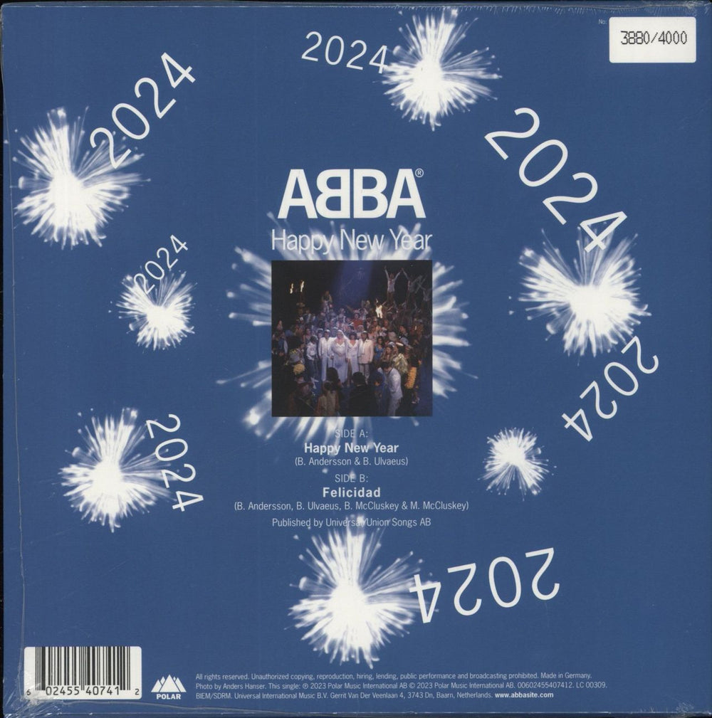 Abba Happy New Year - Blue & Clear Vinyl + Numbered - Sealed UK 7" vinyl single (7 inch record / 45) 602455407412