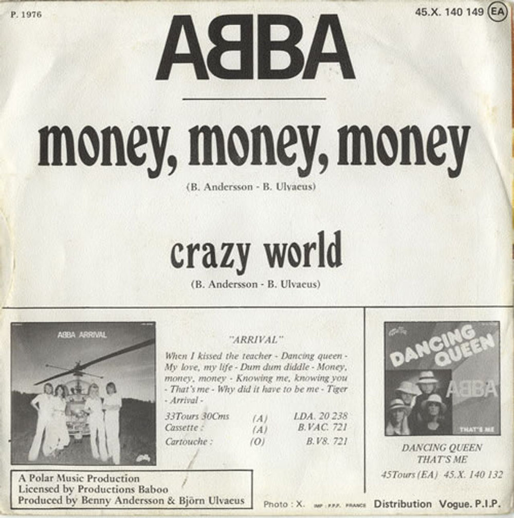 Abba Money, Money, Money - EX French 7" vinyl single (7 inch record / 45) ABB07MO564220