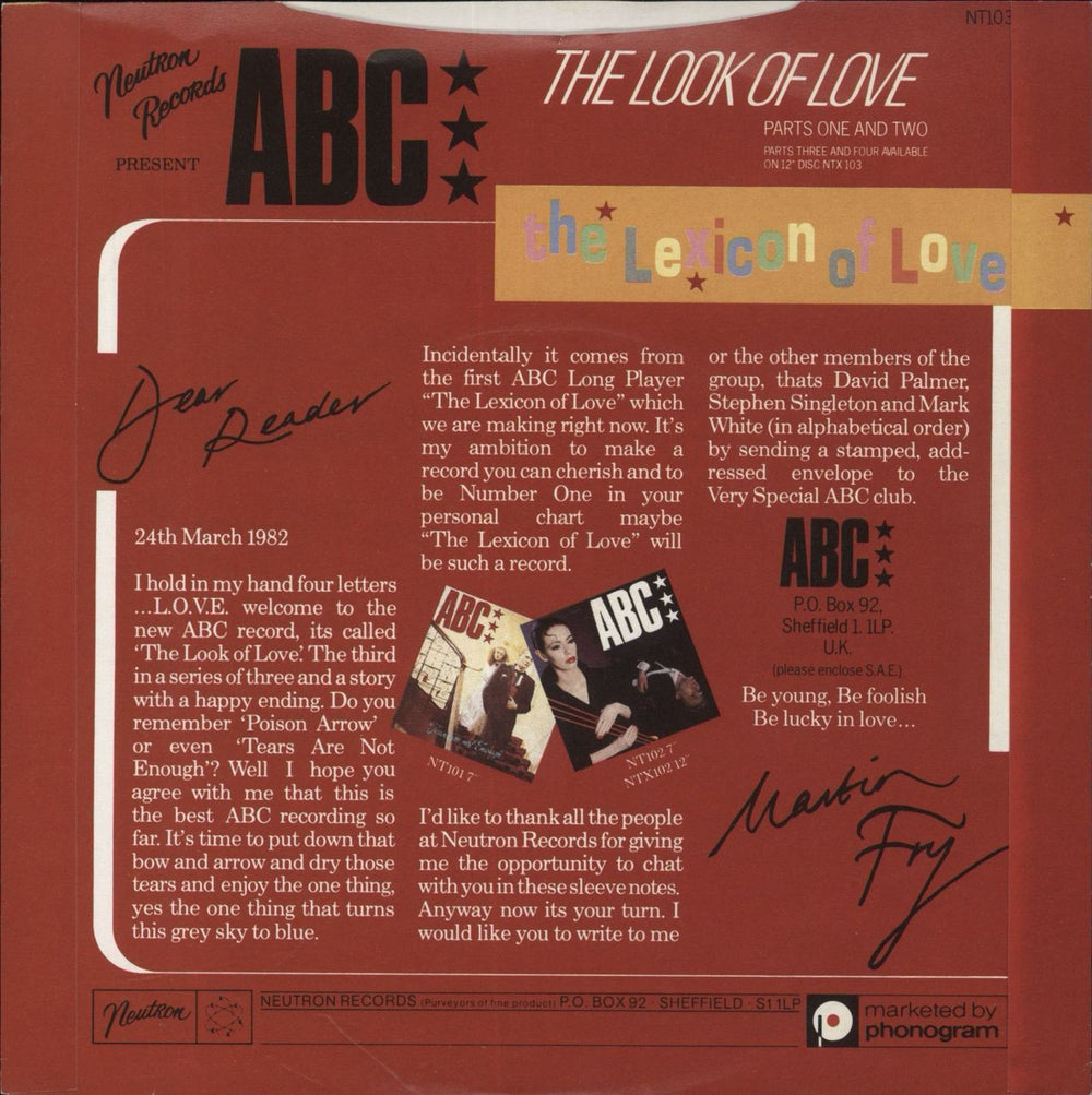 ABC The Look Of Love UK 7" vinyl single (7 inch record / 45)