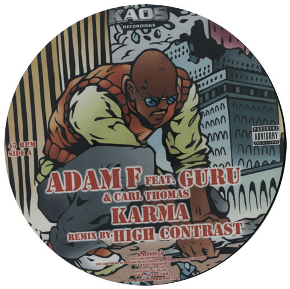 Adam F Karma UK picture disc LP (vinyl picture disc album) KAOS005P