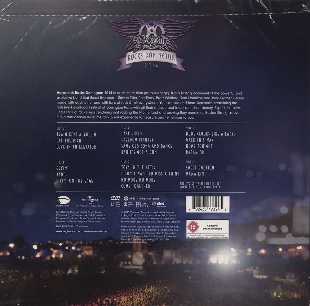 Aerosmith Rocks Donington 2014 - Lilac Vinyl + DVD UK 3-LP vinyl record set (Triple LP Album) 602435173245