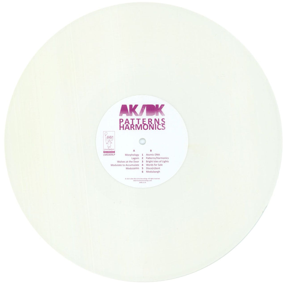 AK/DK Patterns/Harmonics - White Vinyl UK Promo vinyl LP album (LP record) 53FLPPA872036