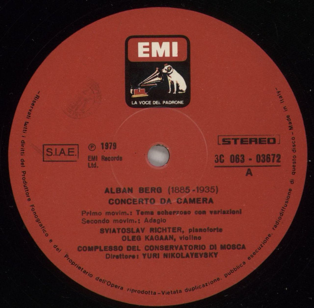 Alban Berg Berg: Concerto Da Camera Italian vinyl LP album (LP record) A5ZLPBE880268
