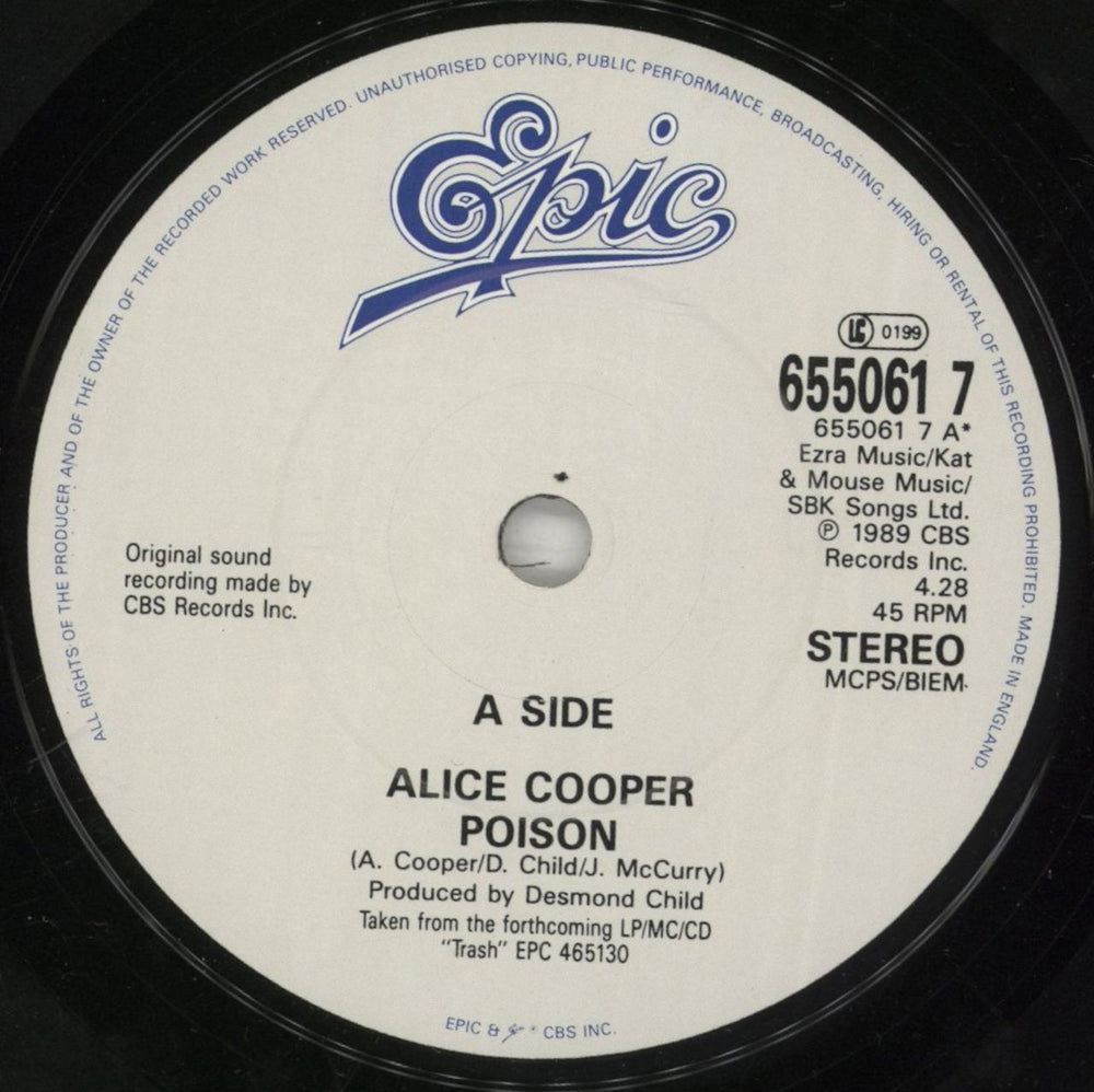 Alice Cooper Poison UK 7" vinyl single (7 inch record / 45) COO07PO106898