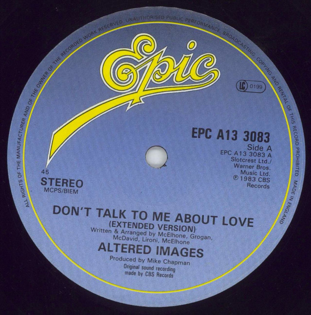 Altered Images Don't Talk To Me About Love UK 12" vinyl single (12 inch record / Maxi-single) ALT12DO109222