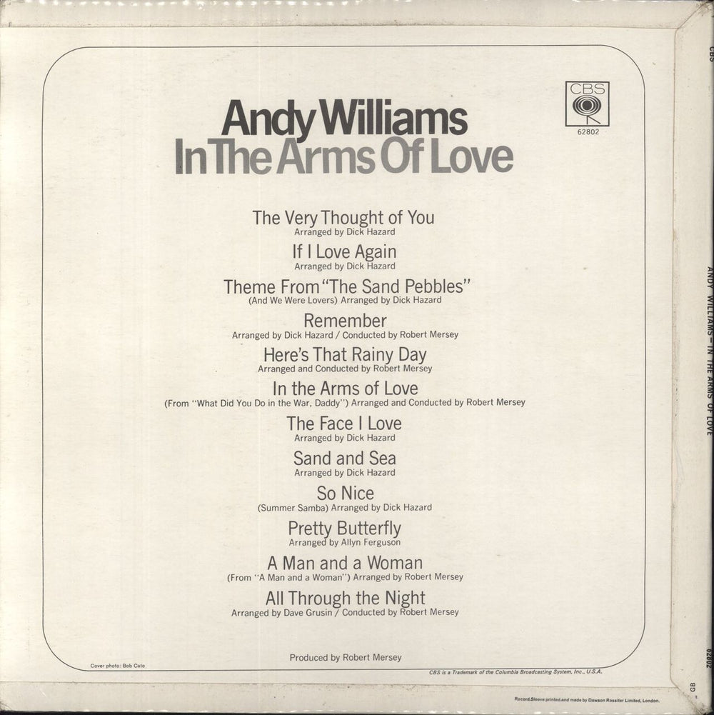 Andy Williams In The Arms Of Love UK vinyl LP album (LP record)
