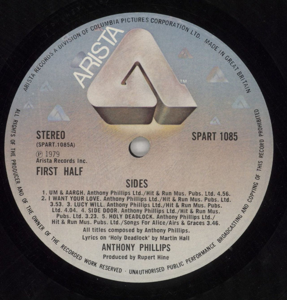 Anthony Phillips Sides UK vinyl LP album (LP record) AYPLPSI290250