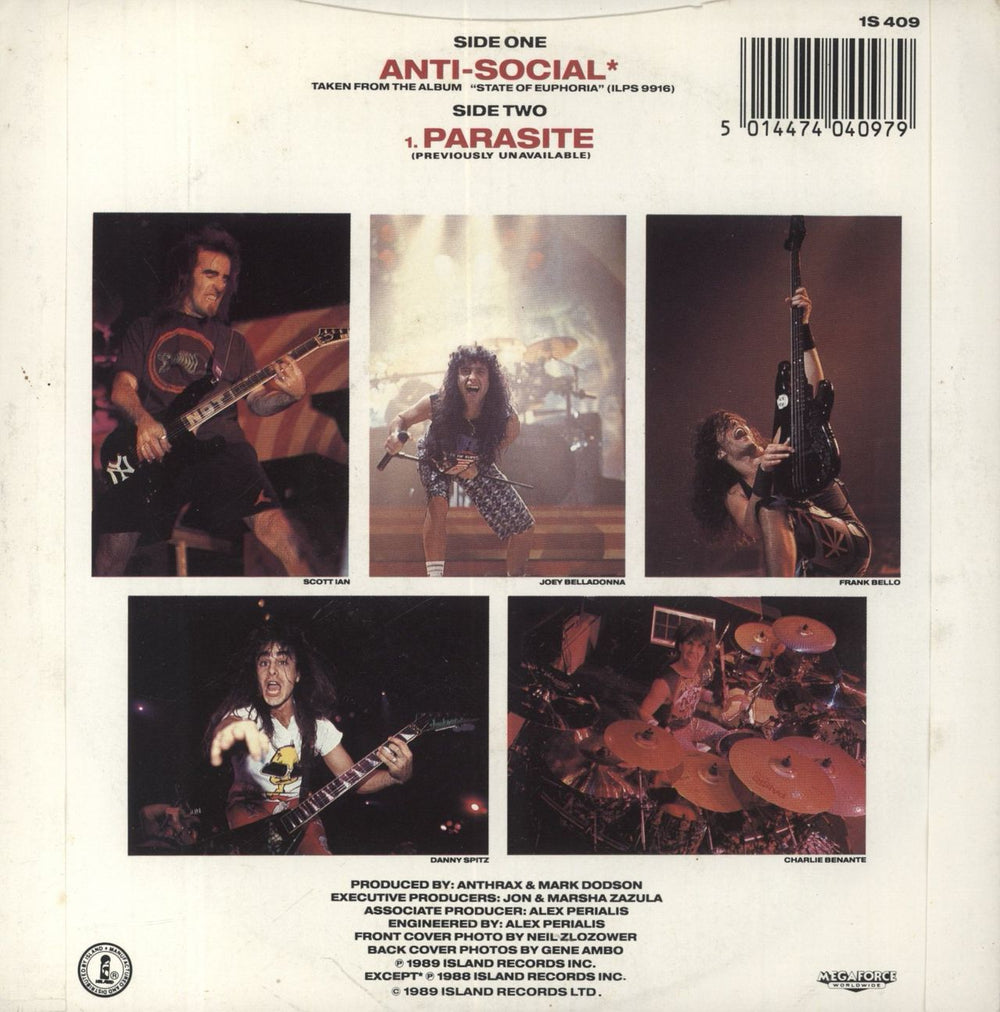Anthrax Anti-Social - Hologram Sticker UK 7" vinyl single (7 inch record / 45) 5014474040979