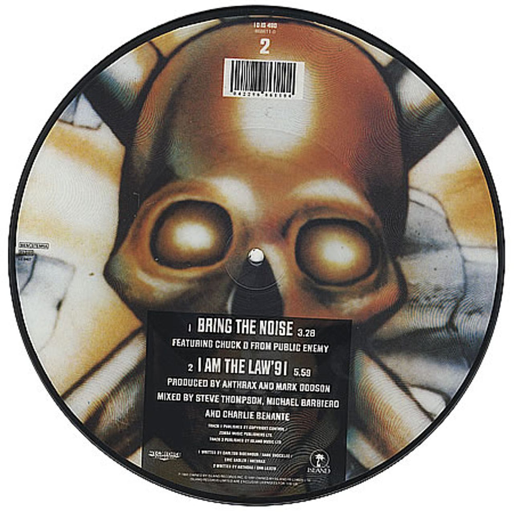 Anthrax Bring The Noise UK 10" Vinyl Picture Disc (10 inch Record Single) ANX1PBR216610