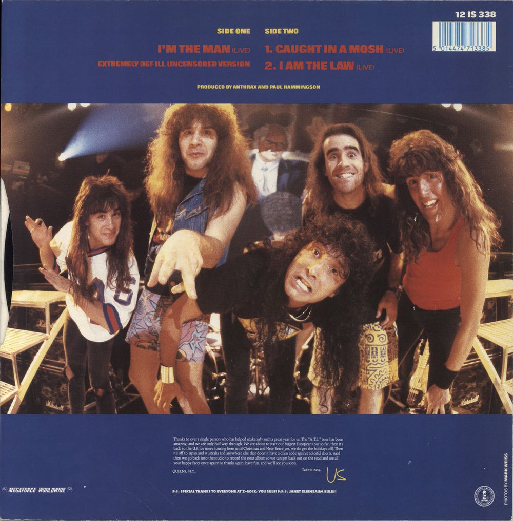 Anthrax I'm The Man UK 12" vinyl single (12 inch record / Maxi-single) 5014474713385