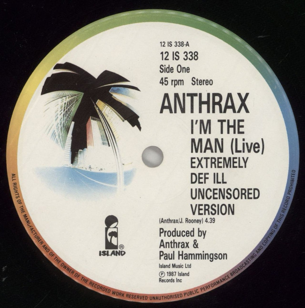 Anthrax I'm The Man UK 12" vinyl single (12 inch record / Maxi-single) ANX12IM463875