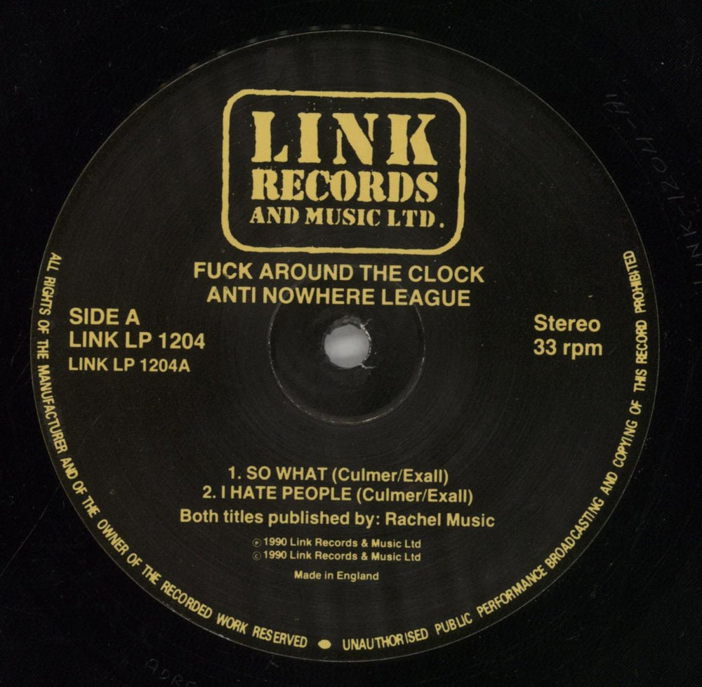 Anti-Nowhere League Fuck Around The Clock UK 12" vinyl single (12 inch record / Maxi-single) A-N12FU860084