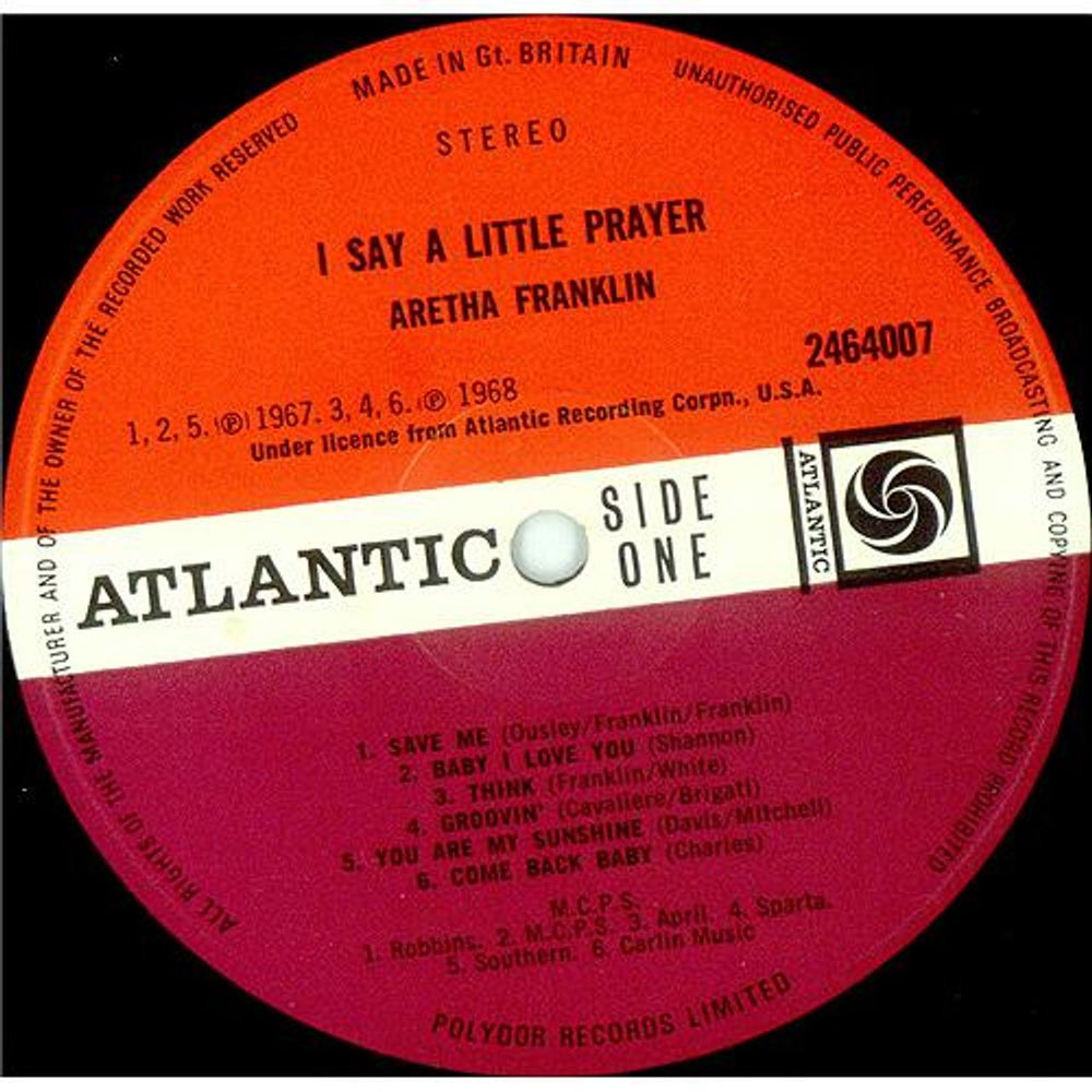 Aretha Franklin I Say A Little Prayer UK vinyl LP album (LP record) ARELPIS425998