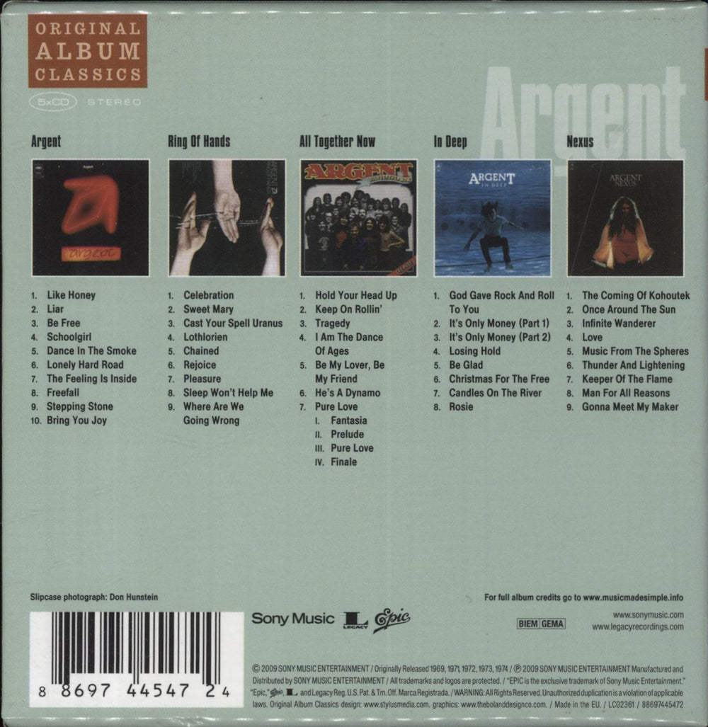 Argent Original Album Classics UK 5-CD album set 886974454724