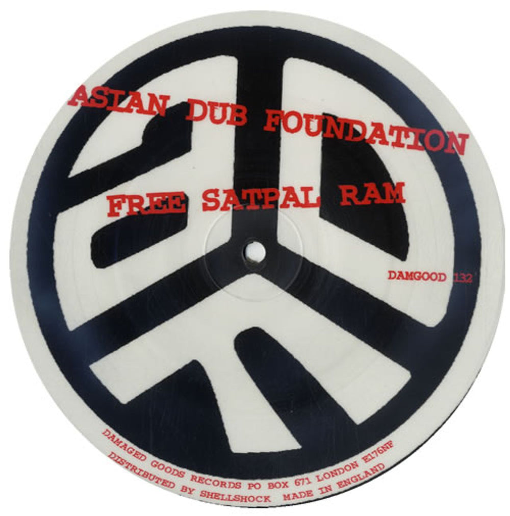 Asian Dub Foundation Free Satpal Ram / Paranoid - Picture Disc UK 7" vinyl picture disc (7 inch picture disc single) DAMGOOD132