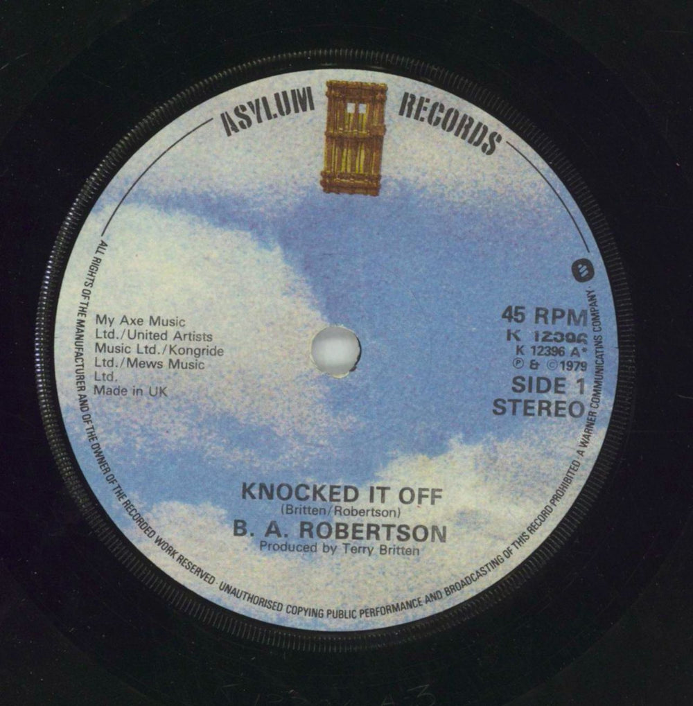 B. A. Robertson Knocked It Off - P/S UK 7" vinyl single (7 inch record / 45) BC807KN304630