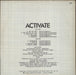 Back Door Activate UK vinyl LP album (LP record)