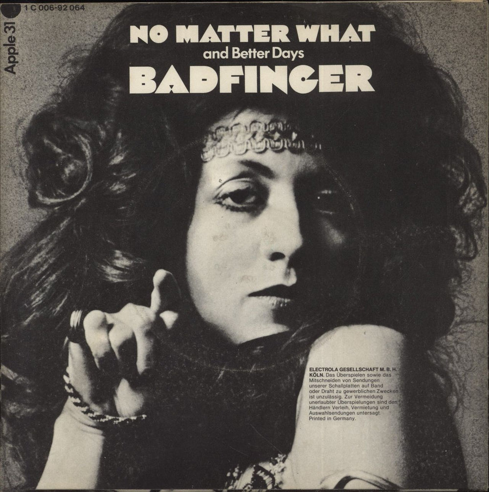 Badfinger No Matter What - EX German 7" vinyl single (7 inch record / 45)