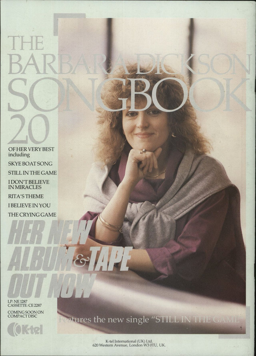 Barbara Dickson UK Tour 1985 + Ticket Stub UK tour programme BDKTRUK870310