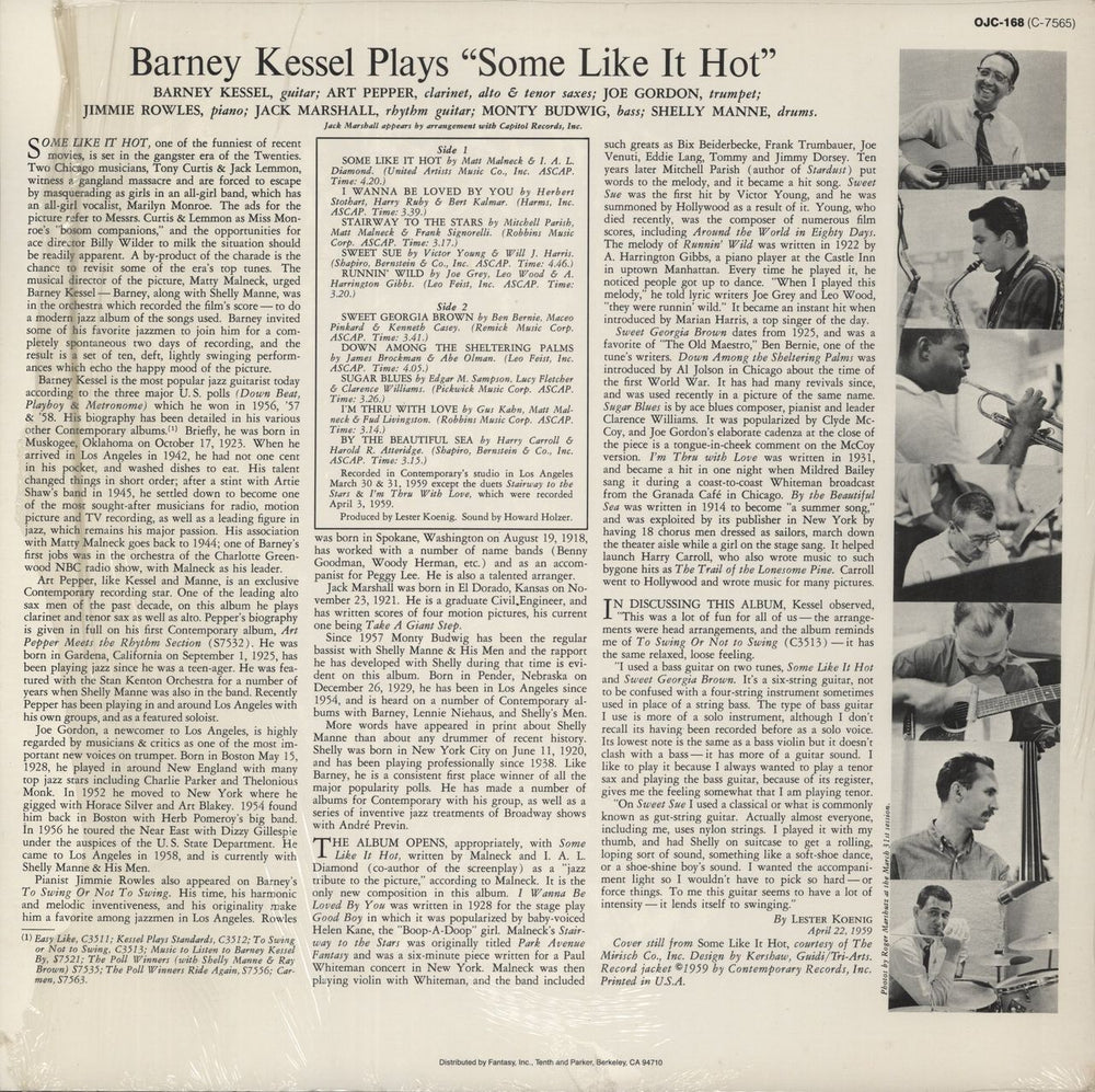 Barney Kessel Some Like It Hot US vinyl LP album (LP record)