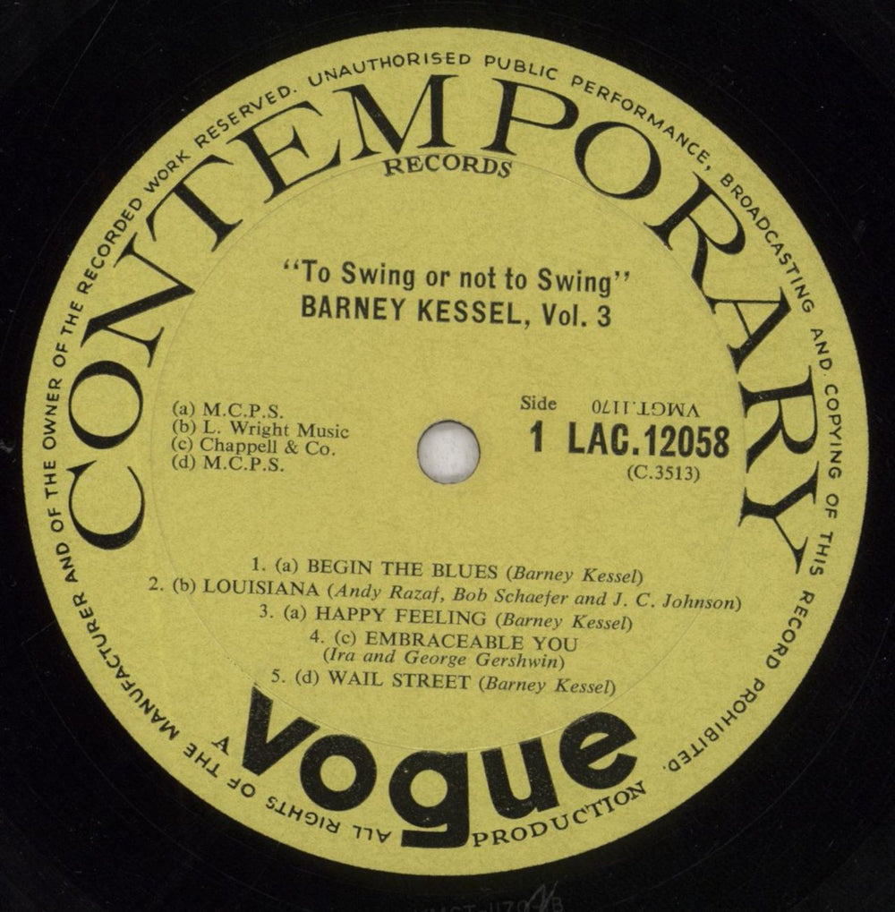 Barney Kessel Vol. 3, To Swing Or Not To Swing - 1st UK vinyl LP album (LP record) BC0LPVO843283