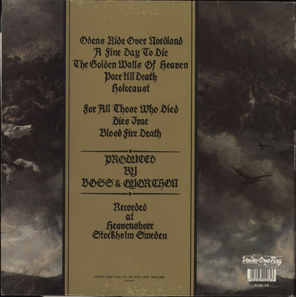 Bathory Blood Fire Death - EX UK vinyl LP album (LP record) 5016583202613