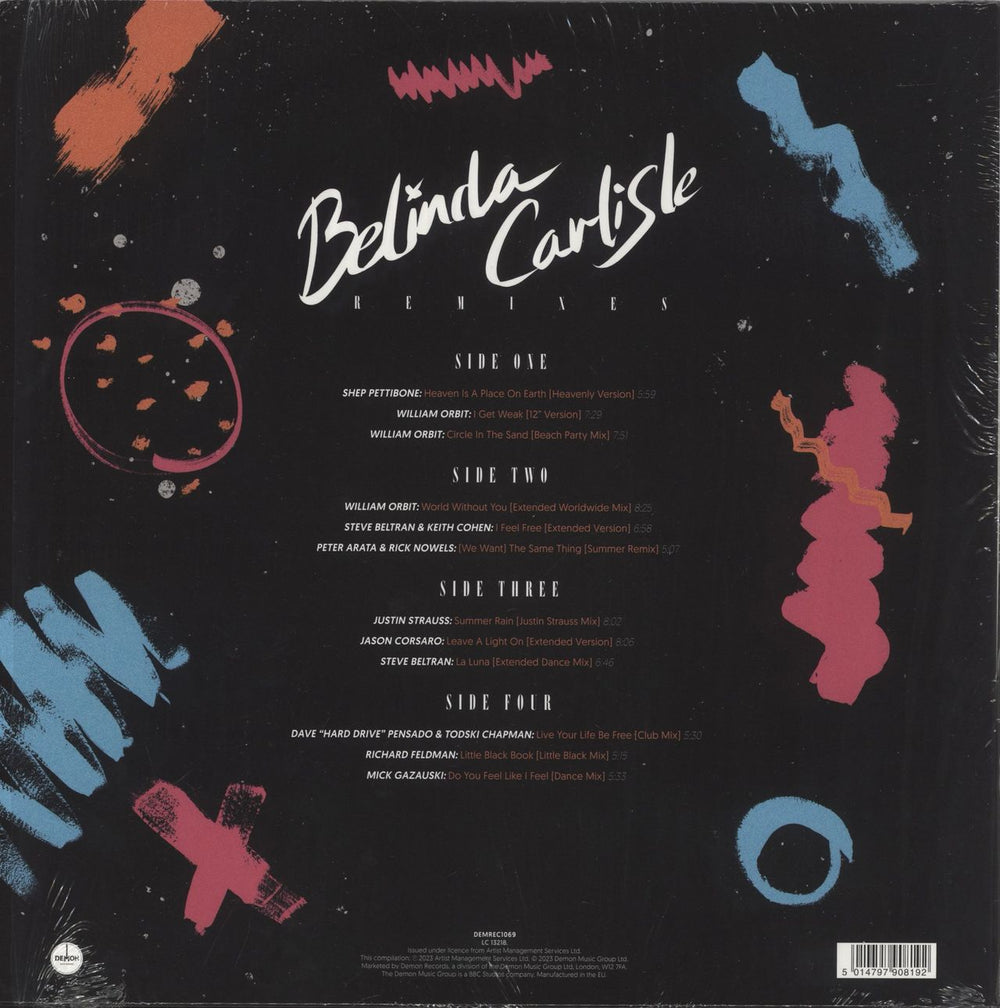Belinda Carlisle Remixes - Clear Vinyl US 2-LP vinyl record set (Double LP Album) 5014797908192