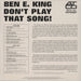 Ben E. King Don't Play That Song - Clear Vinyl - Sealed UK vinyl LP album (LP record) 603497837519