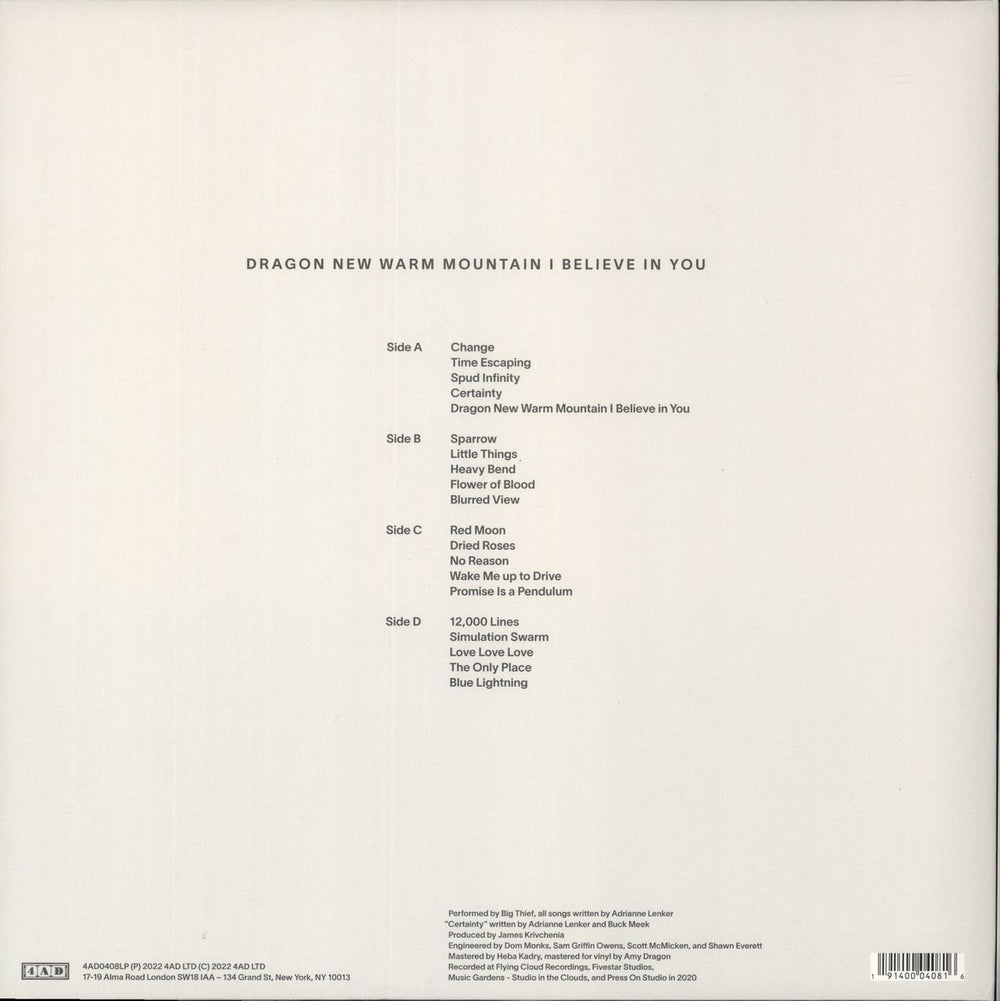 Big Thief Dragon New Warm Mountain I Believe In You - Randomly Coloured Eco Vinyl UK 2-LP vinyl record set (Double LP Album) 191400040816