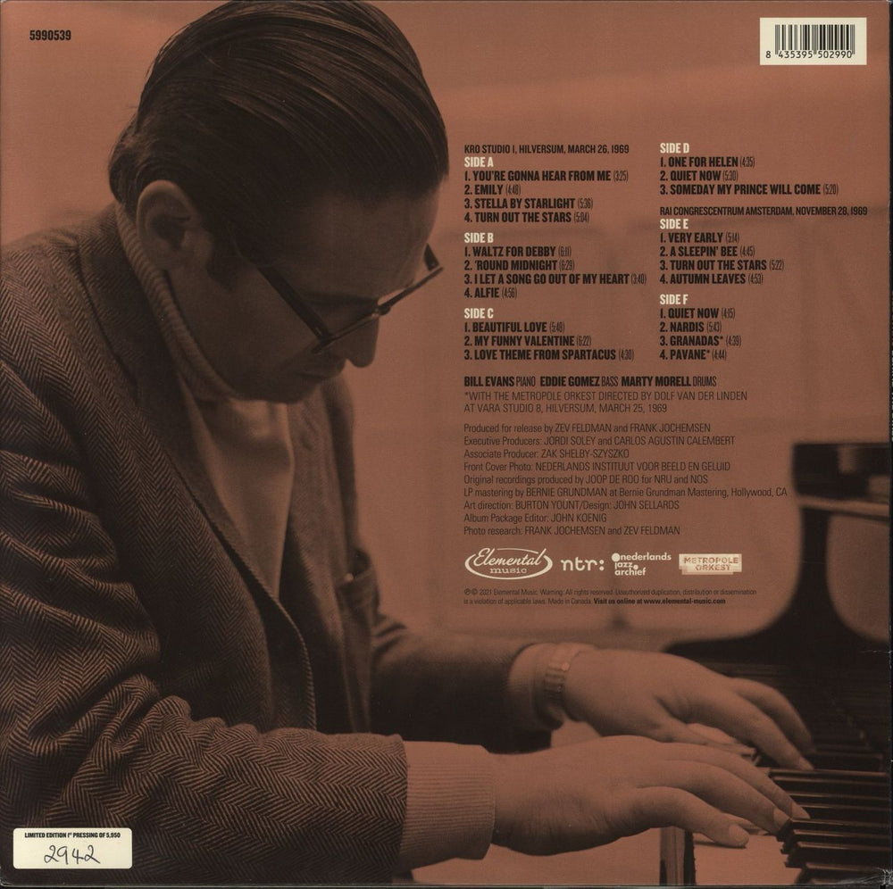 Bill Evans (Piano) Behind The Dikes: The 1969 Netherlands Recordings Canadian 3-LP vinyl record set (Triple LP Album) 8435395502990