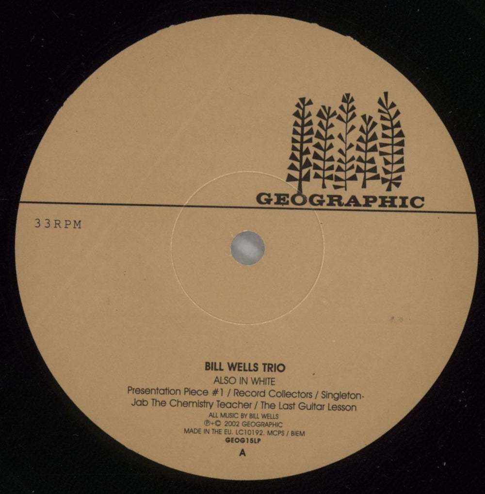 Bill Wells Trio Also In White UK vinyl LP album (LP record) 97PLPAL878418