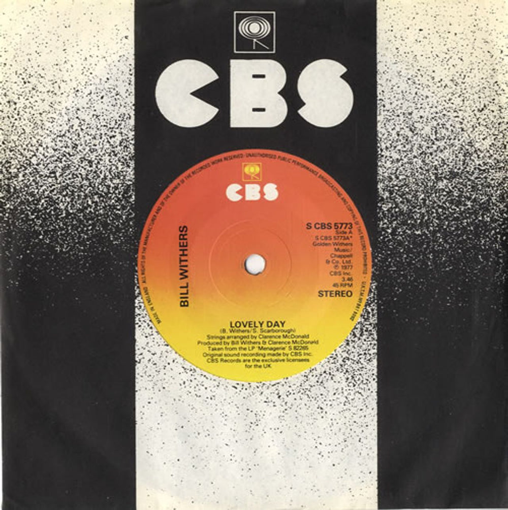 Bill Withers Lovely Day - Solid UK 7" vinyl single (7 inch record / 45) SCBS5773