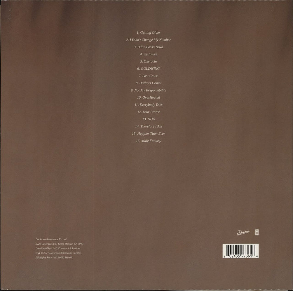 Billie Eilish Happier Than Ever - Pale Yellow Vinyl US 2-LP vinyl record set (Double LP Album) 602435973616