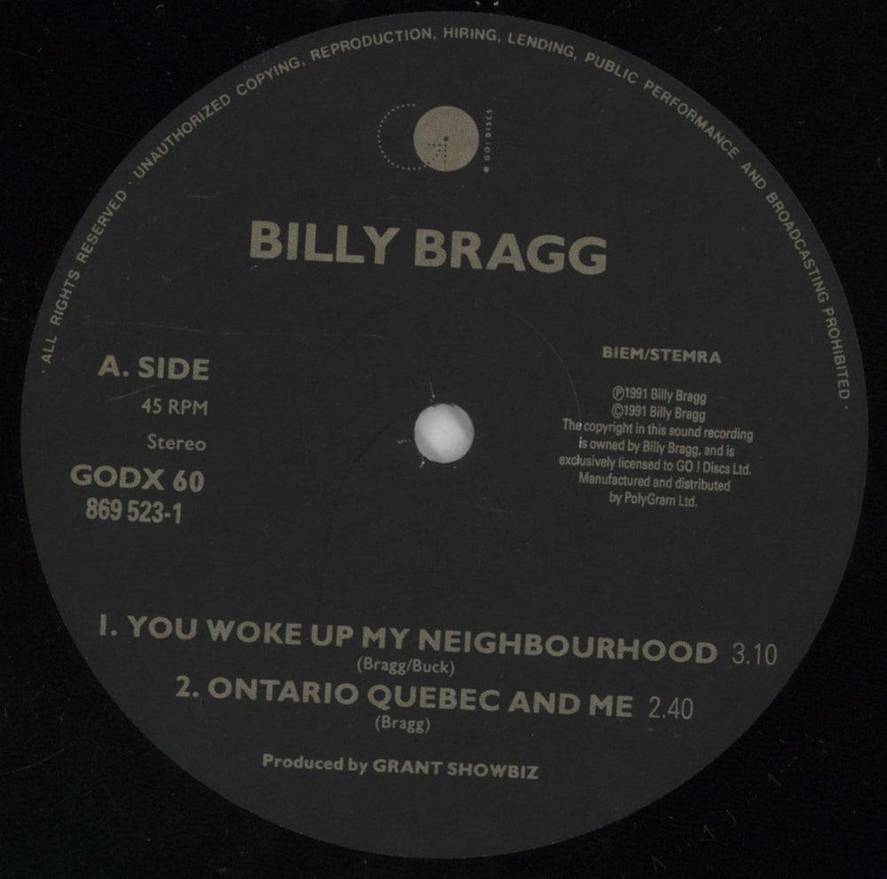 Billy Bragg You Woke Up My Neighbourhood EP UK 12" vinyl single (12 inch record / Maxi-single) BBR12YO160381