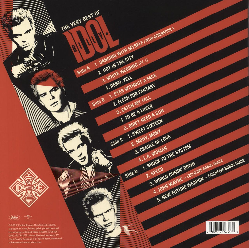 Billy Idol Idolize Yourself: The Very Best Of UK 2-LP vinyl record set (Double LP Album) 602557363531
