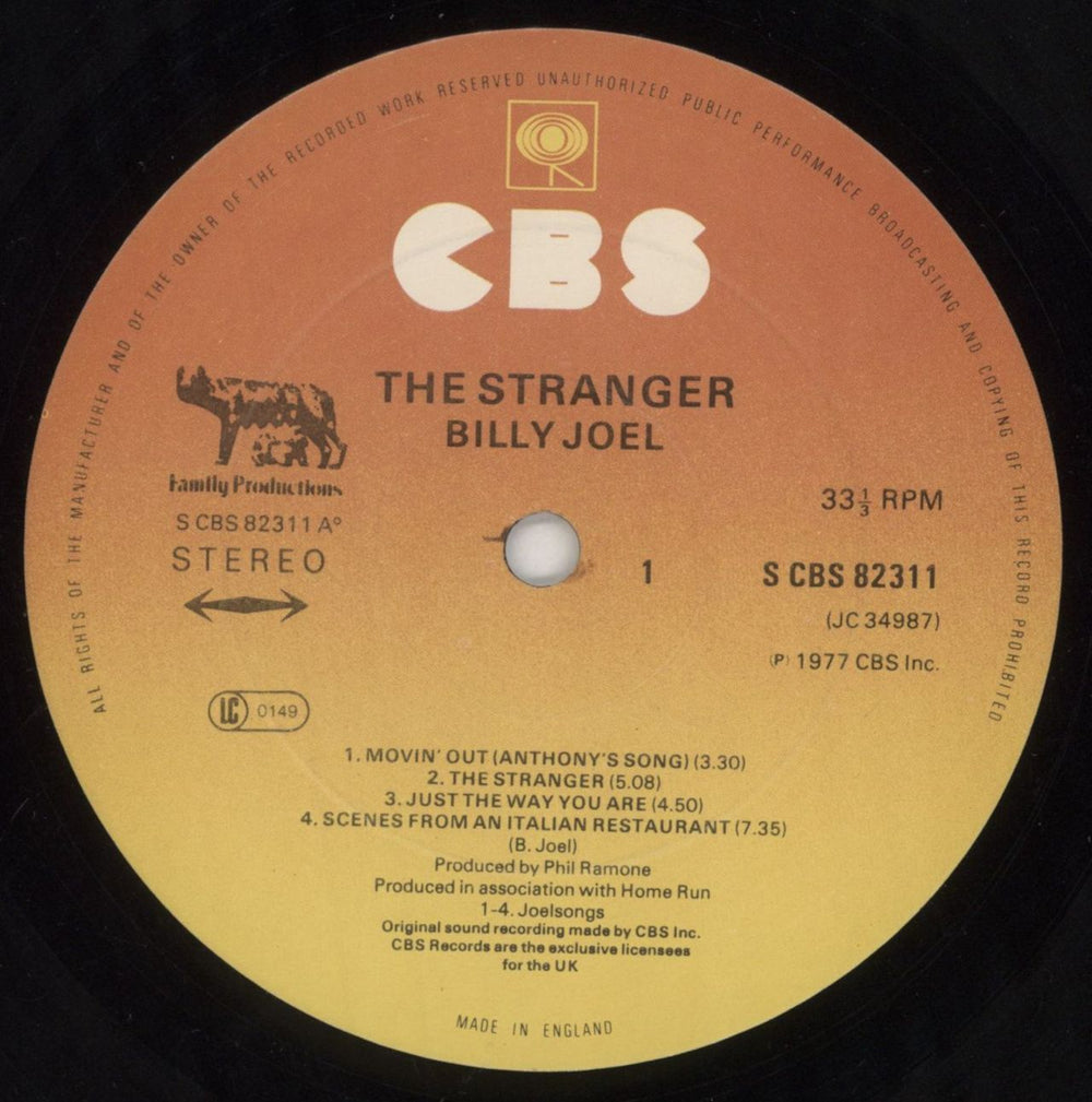 Billy Joel The Stranger + Insert UK vinyl LP album (LP record) BLYLPTH575617