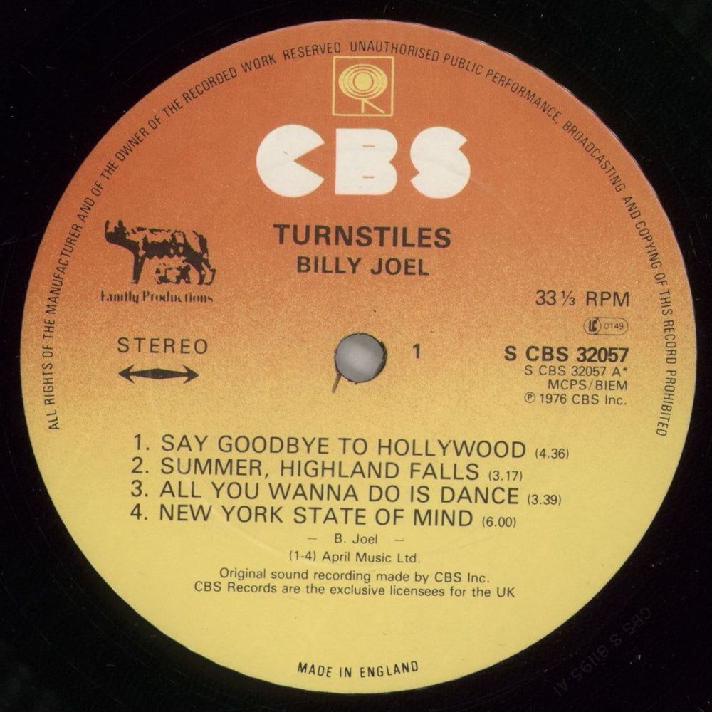 Billy Joel Turnstiles UK vinyl LP album (LP record) BLYLPTU878357