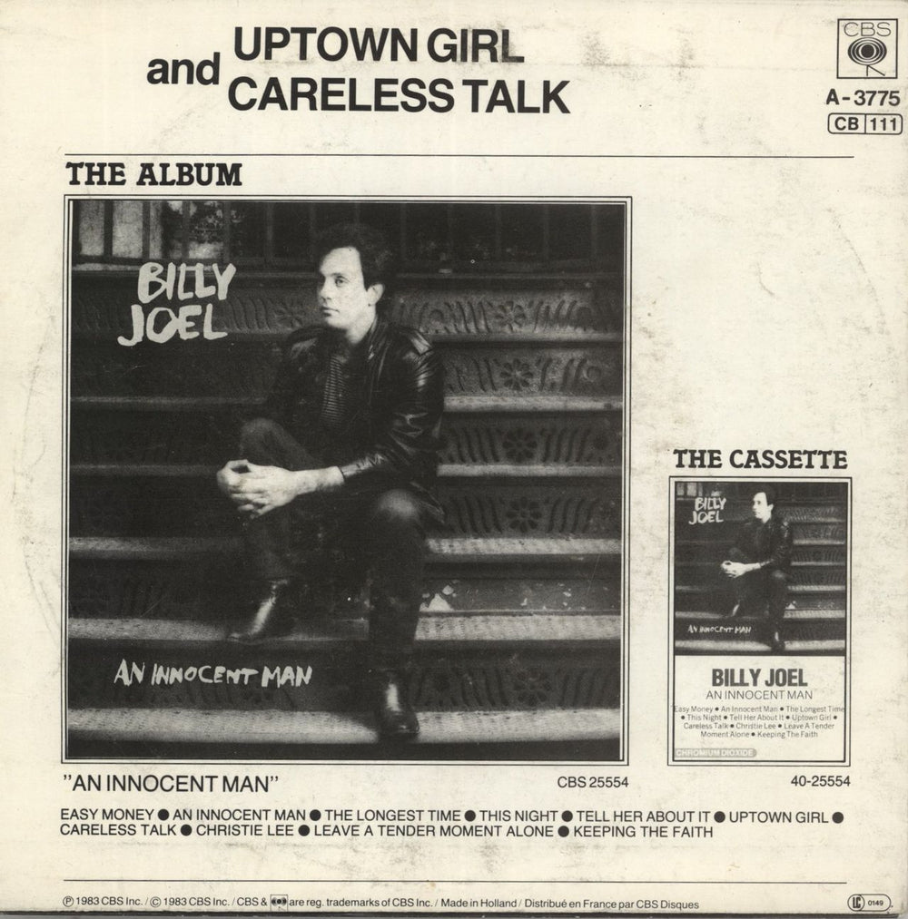 Billy Joel Uptown Girl - Portrait Sleeve UK 7" vinyl single (7 inch record / 45)