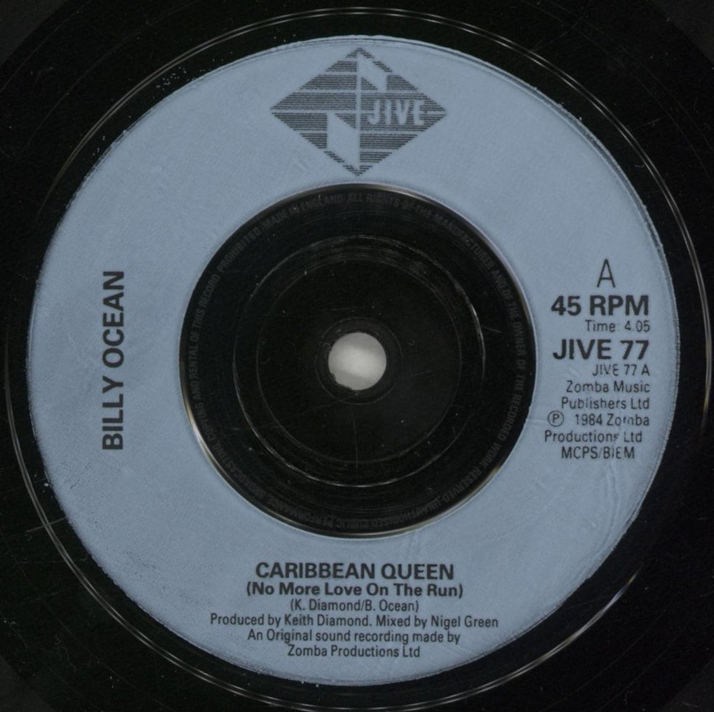 Billy Ocean Caribbean Queen (No More Love On The Run] UK 7" vinyl single (7 inch record / 45) BCN07CA459261