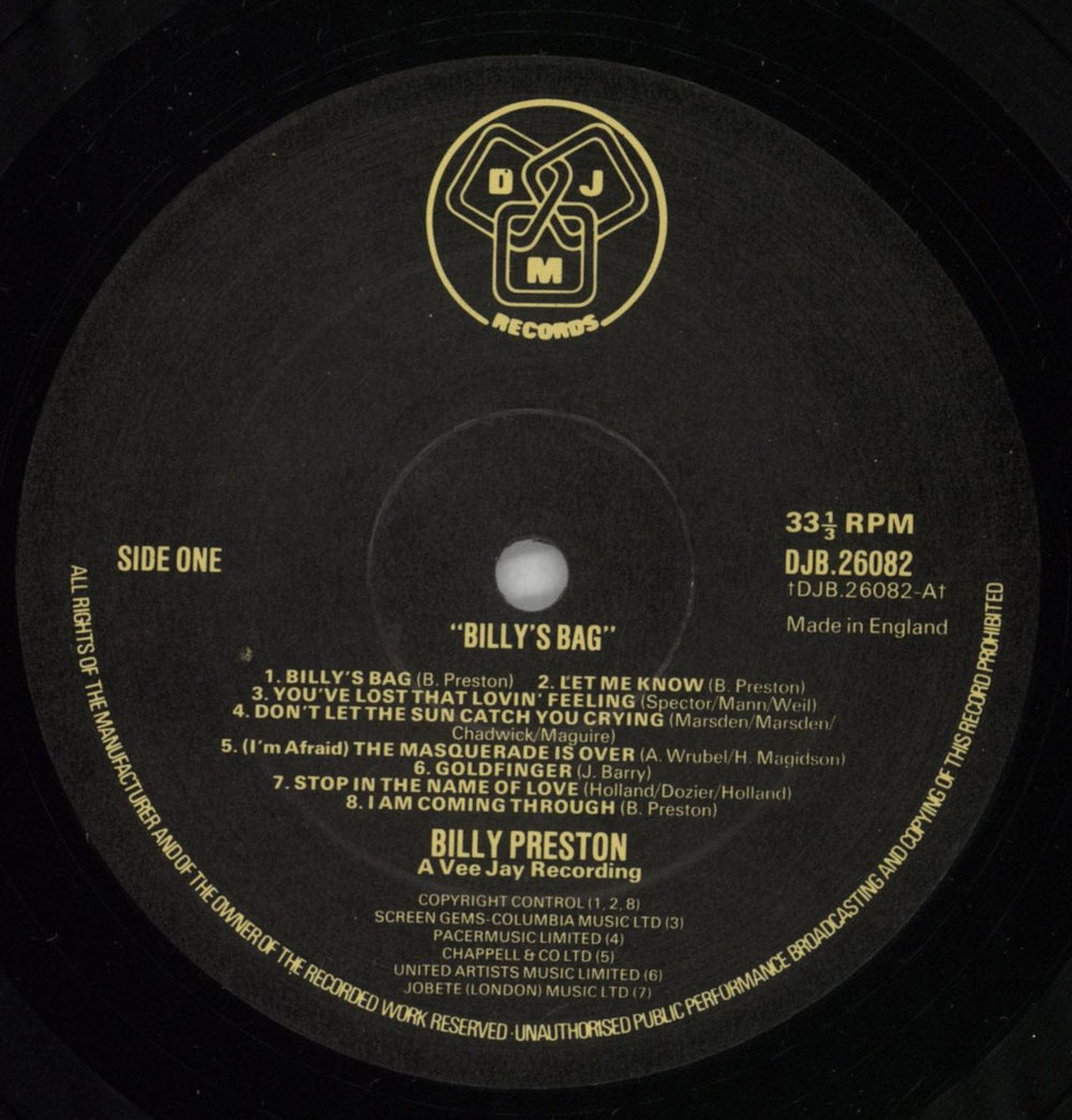 Billy Preston Billy's Bag UK vinyl LP album (LP record) BIPLPBI388423