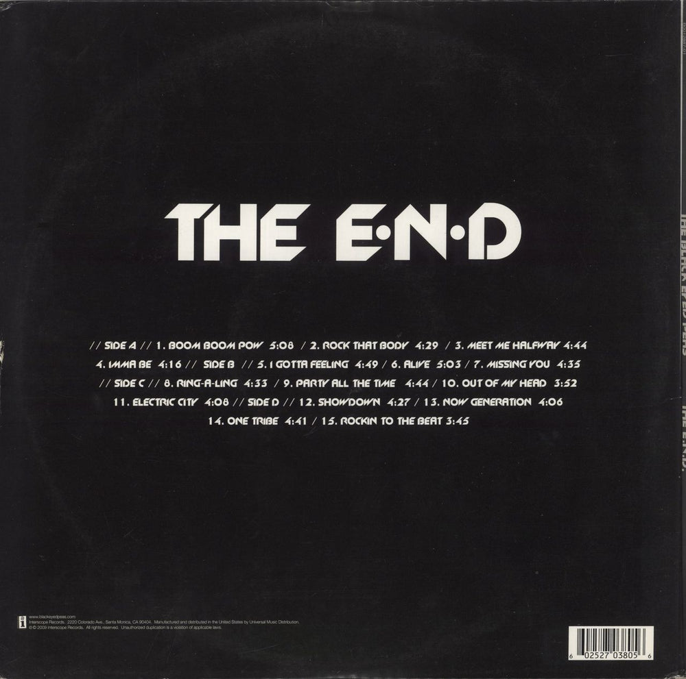 Black Eyed Peas The E.N.D. US 2-LP vinyl record set (Double LP Album) 602527038056