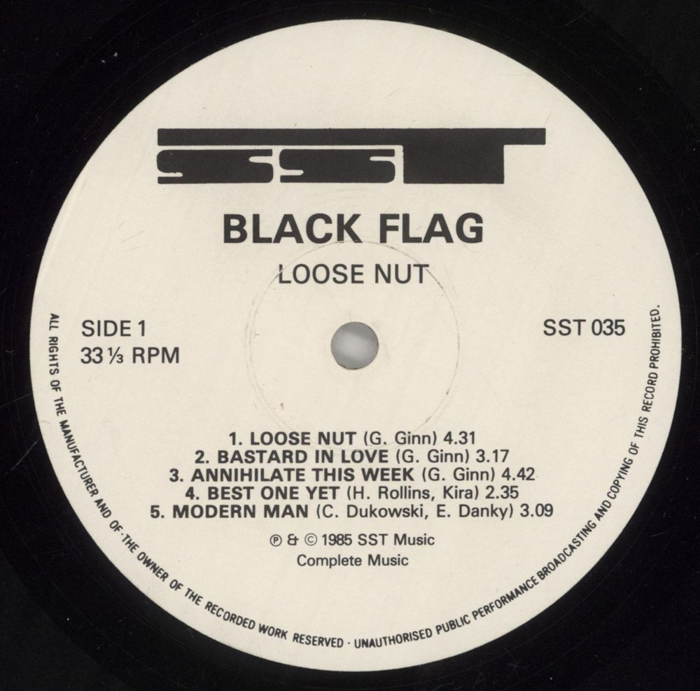 Black Flag Loose Nut - VG UK vinyl LP album (LP record) BD7LPLO862574