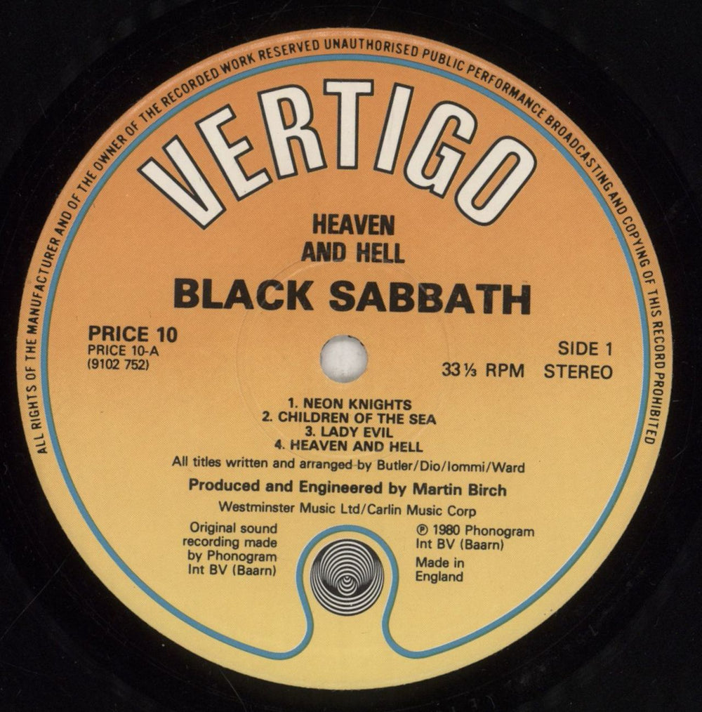 Black Sabbath Heaven And Hell - EX UK vinyl LP album (LP record) BLKLPHE367075