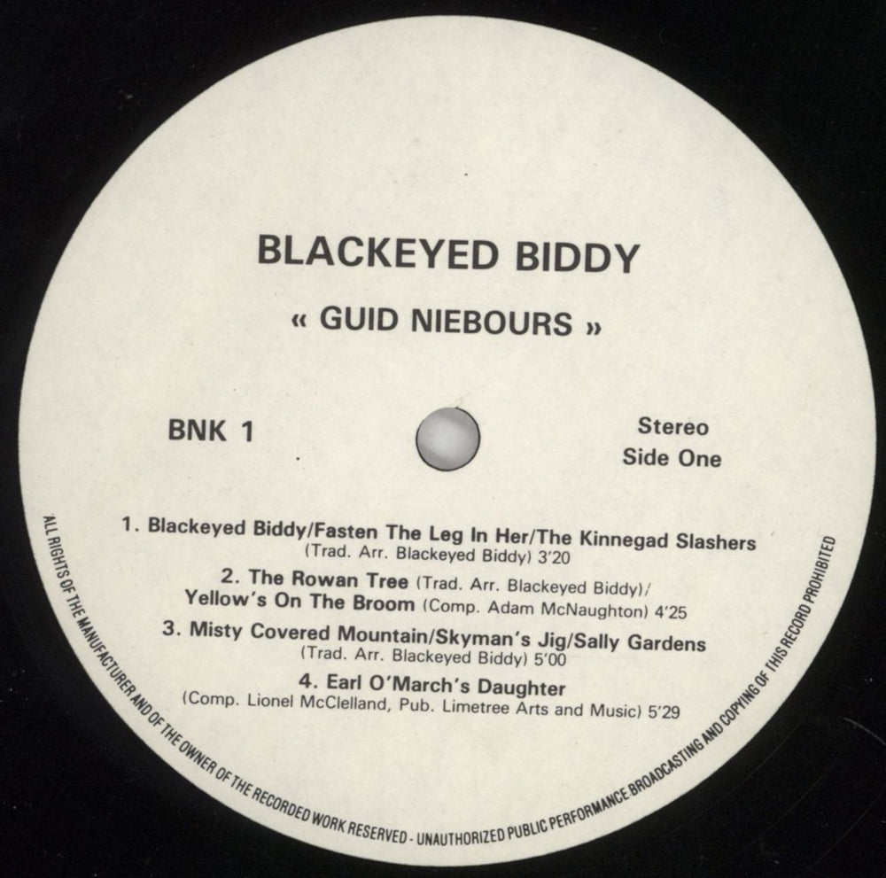 Blackeyed Biddy Guid Niebours UK vinyl LP album (LP record) 77CLPGU851553