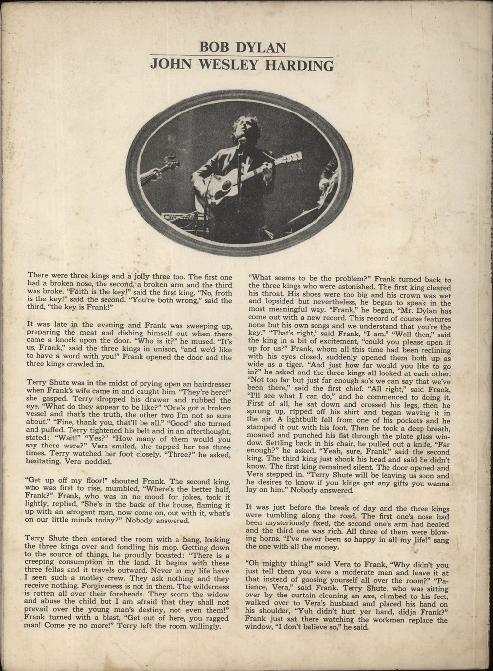 Bob Dylan John Wesley Harding UK book