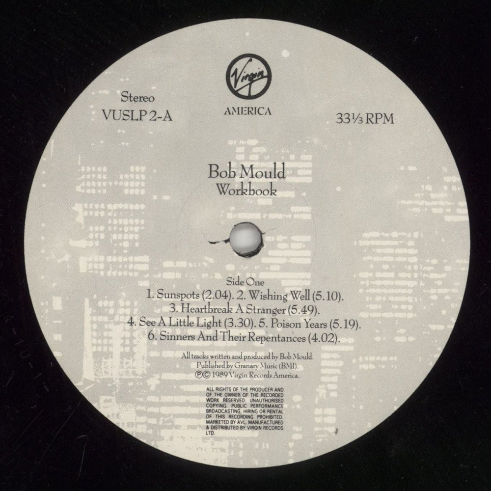 Bob Mould Workbook UK vinyl LP album (LP record) BMOLPWO295198