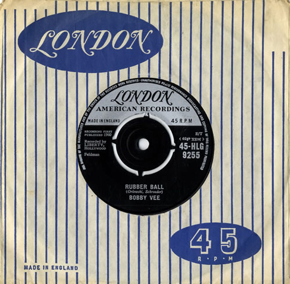 Bobby Vee Rubber Ball UK 7" vinyl single (7 inch record / 45) 45-HLG9255